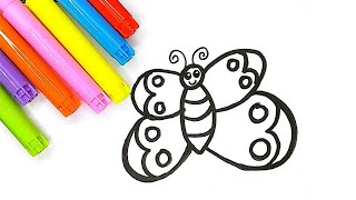 Easy drawing of a cute butterfly for kids