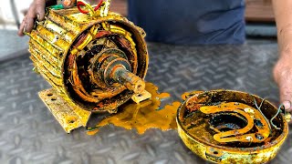 Young Man Turns Disaster Into Triumph // Repairing Very Long Time Flooded Electric Motor Like A Pro