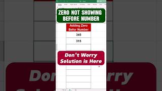 add zero ⭕ before Numbers in Excel #excel #exceltips #data #exceltricks  #exceltutorial #shorts