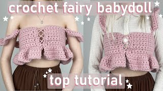 Crochet Fairy Babydoll Top Tutorial | Whimsical Chunky Crochet Bralette Crop Top | CosyBearCrochet