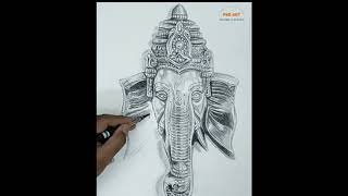 How To Draw Ganapati Bappa || Drawing Ganesh In Portrait Style (Short From - 4k)