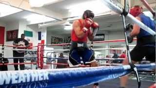 Super Middleweight prospect RONALD GAVRIL (3-0) (in red)  sparring on Feb 27th 2013