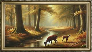 FRAMED TV ART MISTY LANDSCAPE FALL SCREENSAVER BACKGROUND  ABSTRACT PAINTING NO MUSIC WALLPAPER 4K