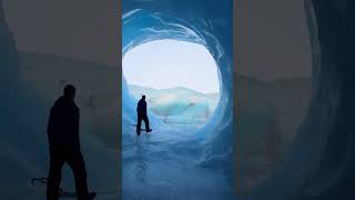 Squeezing through secret ice caves on Icelands frozen glacial lagoons