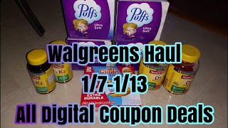 WALGREENS HAUL 1/7-1/3! ALL DIGITAL COUPON DEALS!