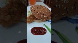 Chicken Burger, Orange Juice and Pepsi