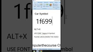 Car Symbol in #msword #trending #car #viral #shorts