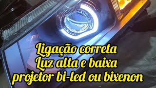 instalação luz alta e baixa projetor universal retrofit