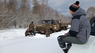 Поездка к руинам шара с каналом «Не тормози». Грузовики и джипы против снега.