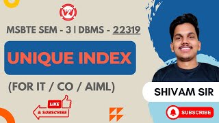 Unique Index | MSBTE SEM 3 - DBMS | 22319 | FOR IT / CO / AIML | SY DIPLOMA