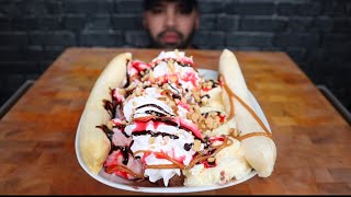 (ASMR) BANANA SPLIT MUKBANG