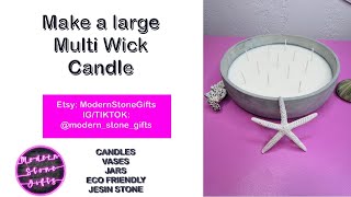 Make a Large Candle in Concrete Style with Multiple Wicks