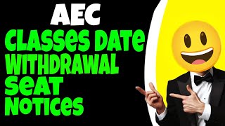 CEE Counselling AEC Classes start date and withdraw seat notices