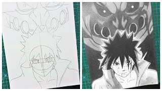 Cara Menggambar Sasuke Uchiha [NARUTO] Anime Drawing Step By Step