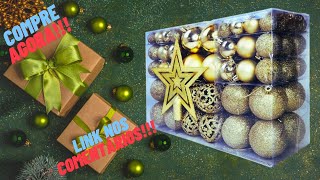 COMPRE AGORA!!! Kit 100 Bolas de Natal Lisas Foscas Glitter  Dourado #amazon #natal #enfeitesdenatal