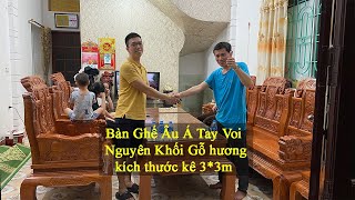 Bàn ghế Âu Á Tay Voi Đặc Nguyên khối mẫu mới