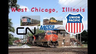 Railfanning the CN and UP & Metra at West Chicago, IL ~ August 19, 2024