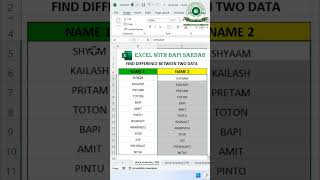 Find the difference between two data | #shorts #excelwithbapisardar#exceltips #trending #reels