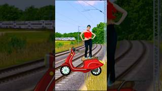 Funny dancing aunty vs red scooty stop the high speed train #shortsfeed#trendingshorts