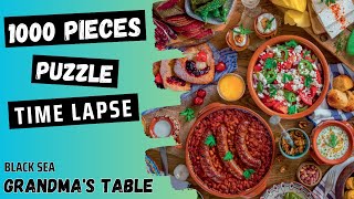 Solving Grandma's Table 1000 Pieces Puzzle | Time Lapse