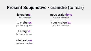 What Is the Present Subjunctive of 'craindre' ('to fear') in French?