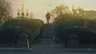 Rear view of a monument in the name of Yakov Sverdlov in ekaterinburg, Russia. Stock footage. Late