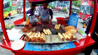 Most Unique and Delicious Chicken Paratha Roll + Chicken Kebab + Chicken Tikka    Street Food  Dhaka