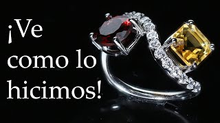 Anillo de Oro con Granate y Citrino - Ve como lo hacemos.