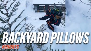 The Funnest Backyard Pillow Snowboarding with My Buddy Mikey!