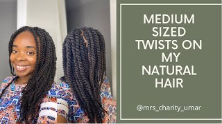 INSTALLING MEDIUM SIZED TWISTS ON NATURAL HAIR  | NO ARTIFICIAL HAIR | NATURAL HAIR STYLE