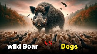 Wild Boar Fights Off Pack of Dogs in Epic Battle (REAL). #dog #doglover #wildboar