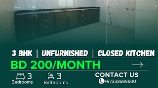 3 BHK | Unfurnished | Closed Kitchen | U-Ind-200