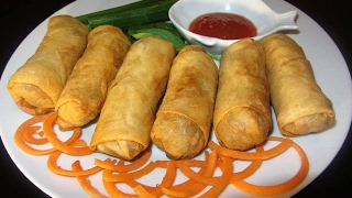 Yummy Chicken And Vegetable  Spring Rolls In English