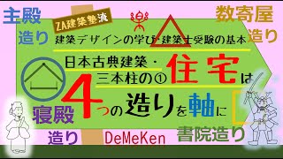 日本古典建築の住宅は4つの造りを軸に！☆デザインの学び･建築士受験の基礎知識☆日本古典建築の住宅様式･学びのポイント