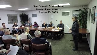 DIABLO COMMUNITY SERVICES DISTRICT MEETING PUBLIC COMMENTS NOVEMBER 13, 2023