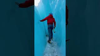 Climbing a blue ice wall in Iceland 🤯#travel #iceland #glacier