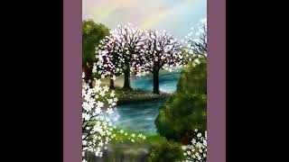 "Garden of Dreams" Digital Landscape Painting #shorts #cherryblossom #rainbow #Princess #Japan #lake