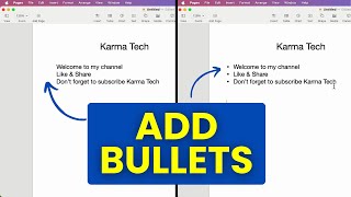 How to Add bullets in Pages in Mac?