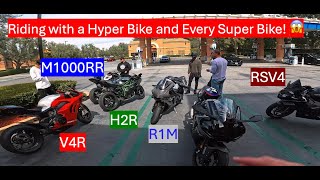 Riding with 1 of 1 Kawasaki Ninja H2R Hyper bike!