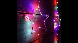 312 LED 1.3m x 1.2m Premier Christmas Star Curtain Lights in Static Rainbow & Twinkling Orange