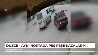 DÜZCE - Aynı noktada peş peşe kazalar kamerada