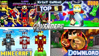 MINECRAFT PE : TOP 5 BEST AVENGERS MODS FOR MINECRAFT PE 1.19 | 2022!