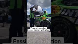 Hey there race fans we all ask why do they walk with umbrellas | behind the scenes pocono