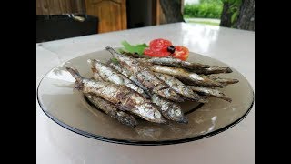 Мойва на мангале - Capelin on the grill.