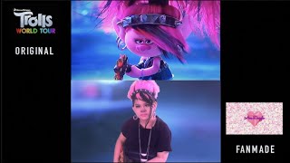 Side by side comparison GUMDROPS SOUNDPROOF AND DELICIOUS Trolls 2 Barb turns Poppy into ROCK ZOMBIE