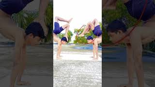 handstand yoga💪।। with partner challenge🔥💯।। #challenge #yoga #viral #fitnessmotivation #shorts