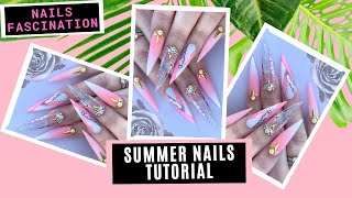 THE PERFECT NAILS FOR YOUR VACATION | PINK AND WHITE FULL SET ACRYLIC TUTORIAL | NAILS FASCINATION