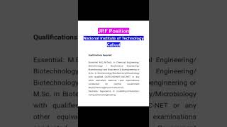 JRF Position#NIT Calicut# juniorresearchfellow#research# researchposition#researchproject #apply