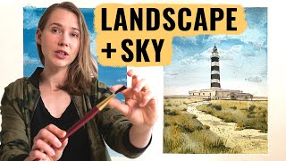 Painting Clouds Using Watercolor (Landscape Painting Tutorial)