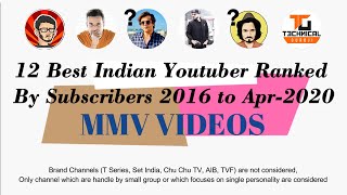 Top 12 Best Indian Youtuber Ranked By Subscribers 2010 to Apr-2020